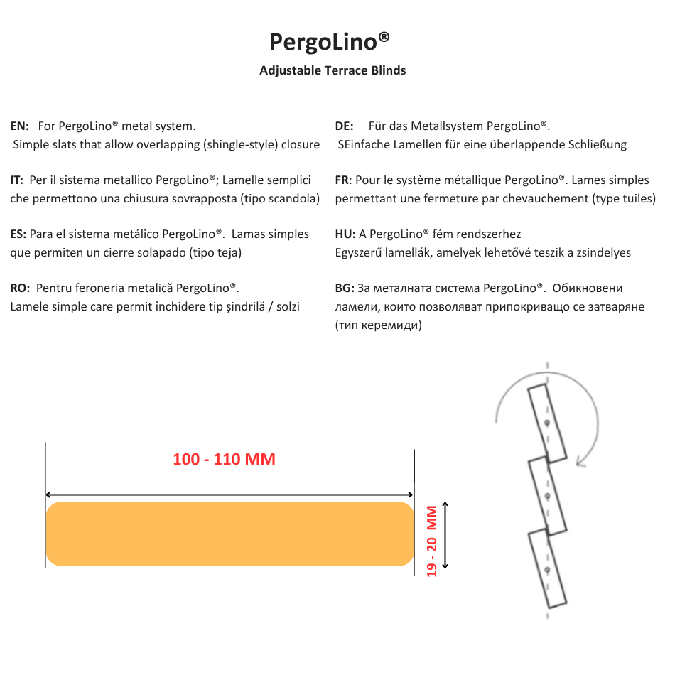 PergoLino24 – 216 cm DIY Metal System for 24 Slats | Terrace Blinds