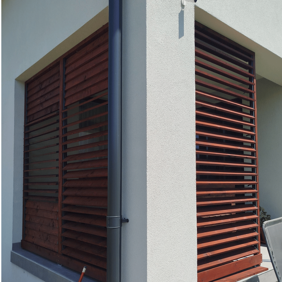 DecoLine24 - 200cm Adjustable Aluminum Louver System – 2 Rails/ Set (Dark Grey or Silver Grey) for Terrace Blinds